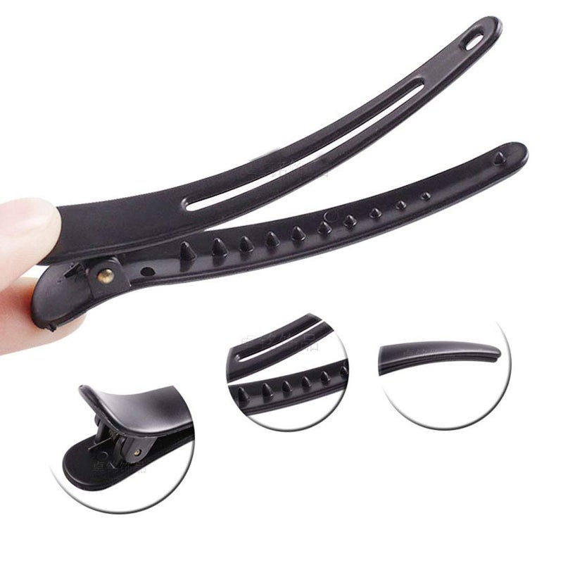 Suoirblss 12PCS Matte Black Plastic Metal Alligator Hair Clips Professional Hairdressing Salon Hair Barrettes Duck Bill Teeth Non Slip Clips for Hair Styling and Sectioning (Length -3in) - Image 2